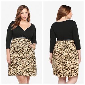 TORRID 2X ANIMAL PRINT KNIT-TO-WOVEN DRESS